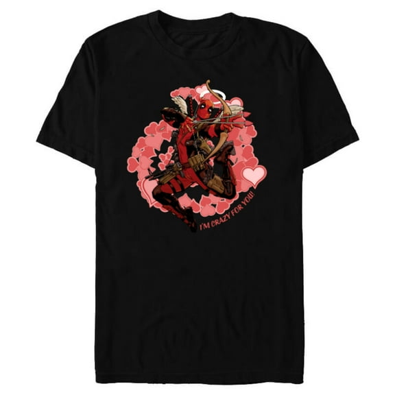 Marvel Deadpool I'm Crazy For You Valentine's Day - Short Sleeve Blended T-Shirt for Adults - Customized-Black