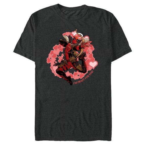 Marvel Deadpool I'm Crazy For You Valentine's Day - Short Sleeve Blended T-Shirt for Adults - Customized-Dark Heather