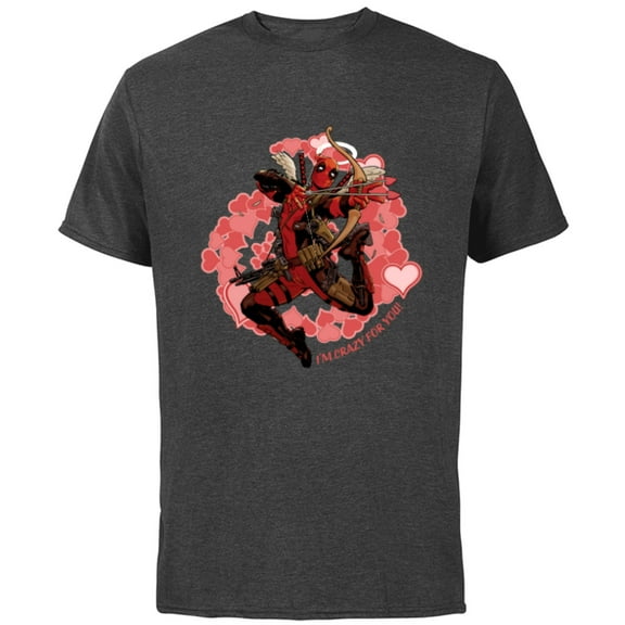 Marvel Deadpool I'm Crazy For You Valentine's Day - Short Sleeve Cotton T-Shirt for Adults - Customized-Charcoal