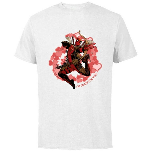 Marvel Deadpool I'm Crazy For You Valentine's Day - Short Sleeve Cotton T-Shirt for Adults - Customized-White