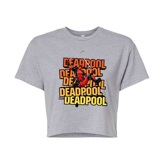 Marvel Deadpool - Katana Pose - Juniors Cropped Graphic T-Shirt