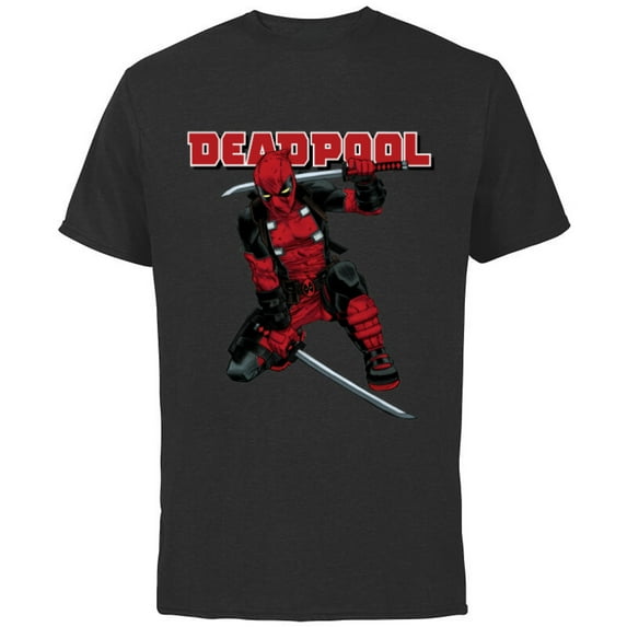 Marvel Deadpool Katana Pose Mercs for Money Comic Cover Art - Short Sleeve Cotton T-Shirt for Adults - Customized-Black
