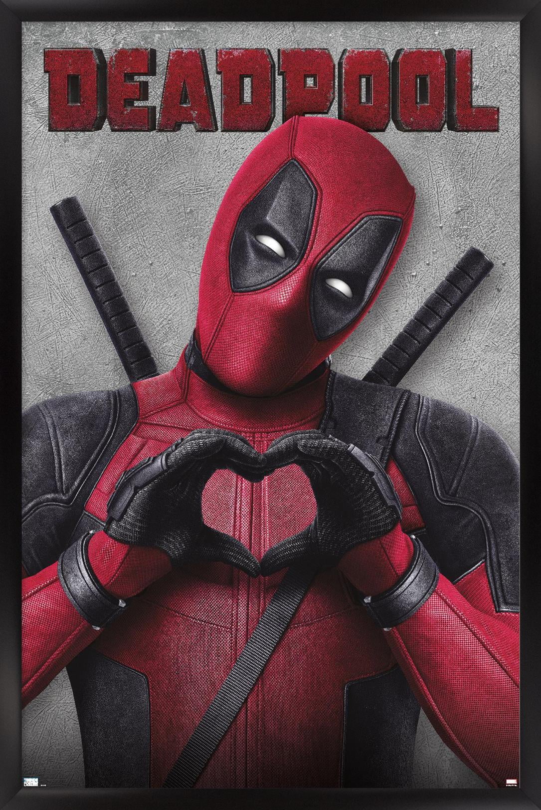 Trends International Marvel Deadpool Legacy - Heart Framed Wall Poster Prints Black Framed Version 22.375" x 34"