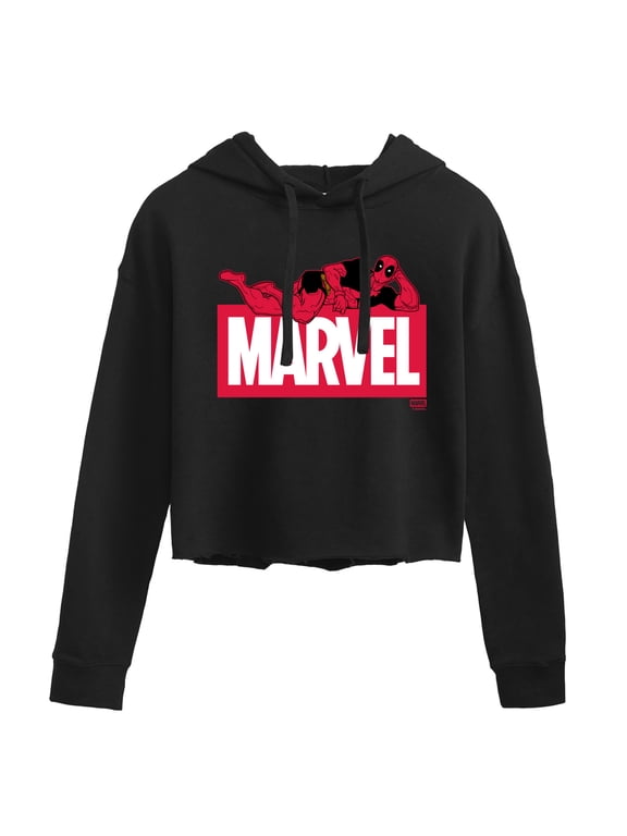 - Deadpool Marvel Logo Women's Cropped Graphic Hoodie