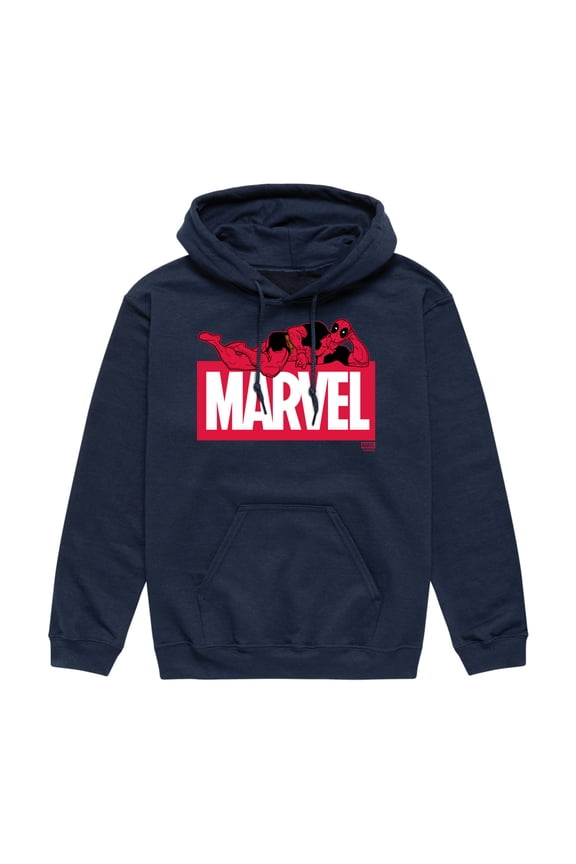 - Deadpool Marvel Logo - Men's Long Sleeve Fleece Pullover Hoodie