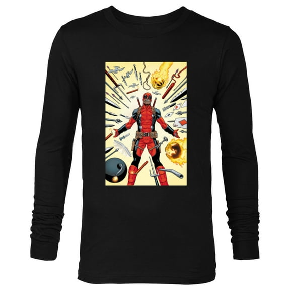 Marvel Deadpool Marvel Universe vs. Deadpool Comic Cover Art - Long Sleeve T-Shirt for Men - Customized-Black