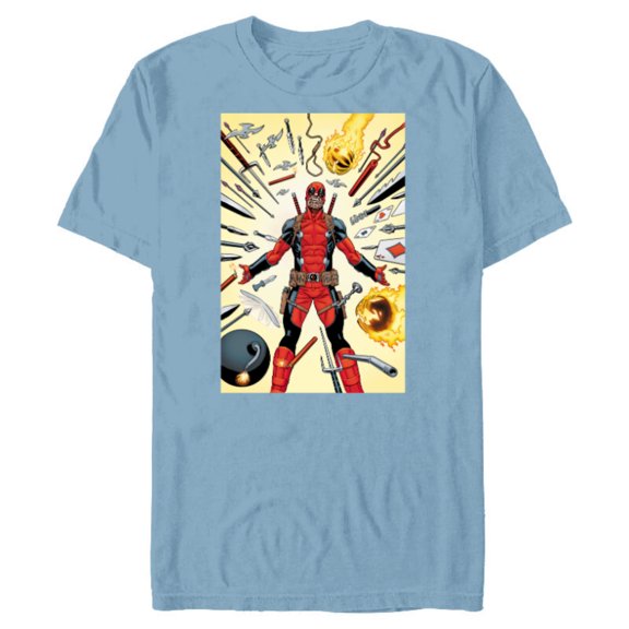 Marvel Deadpool Marvel Universe vs. Deadpool Comic Cover Art - Short Sleeve Blended T-Shirt for Adults - Customized-Ocean Blue