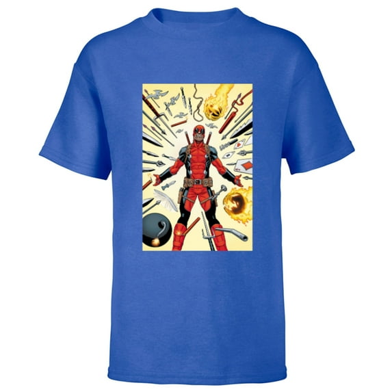 Marvel Deadpool Marvel Universe vs. Deadpool Comic Cover Art - Short Sleeve T-Shirt for Kids - Customized-Royal