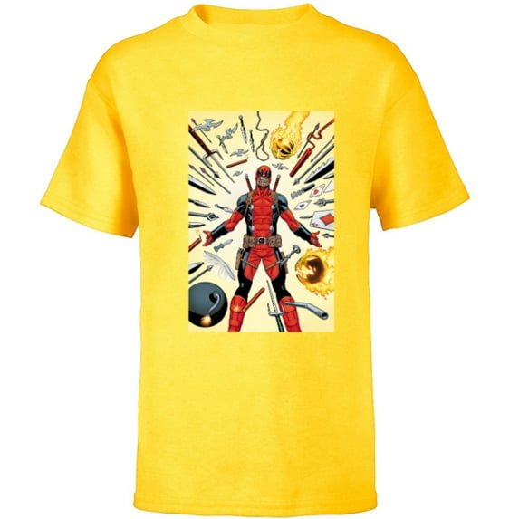 Marvel Deadpool Marvel Universe vs. Deadpool Comic Cover Art - Short Sleeve T-Shirt for Kids - Customized-Yellow