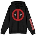 thumbnail image 1 of Marvel Deadpool Mask Logo Long Sleeve Black Unisex Adult Zip-Up Hoodie-Large, 1 of 6