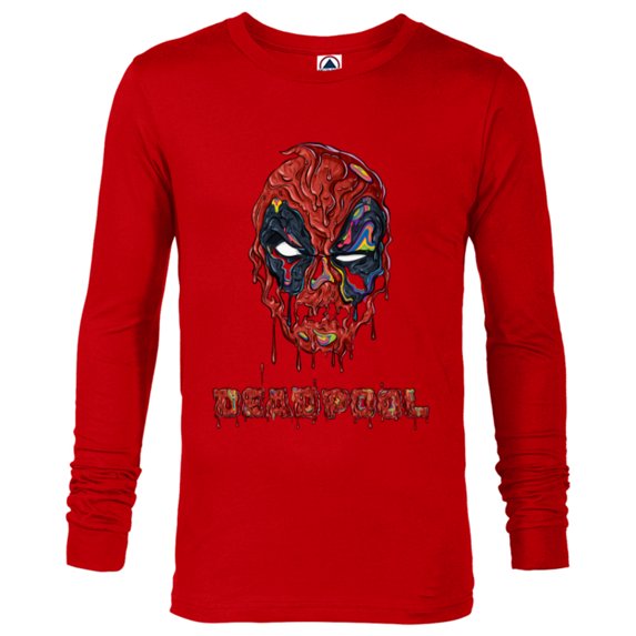 Marvel Deadpool Melting - Long Sleeve T-Shirt for Men - Customized-New Red