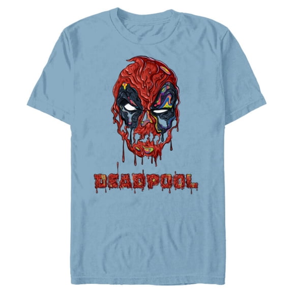 Marvel Deadpool Melting - Short Sleeve Blended T-Shirt for Adults - Customized-Ocean Blue