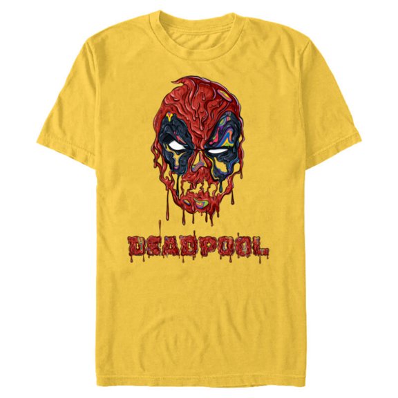 Marvel Deadpool Melting - Short Sleeve Blended T-Shirt for Adults - Customized-Yellow