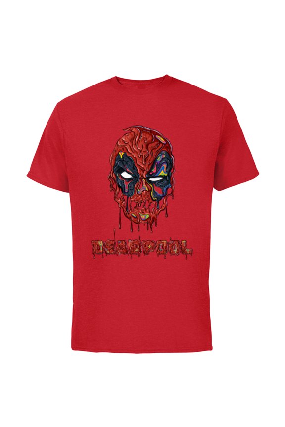 Deadpool Melting - Short Sleeve Cotton T-Shirt for Adults - Customized-Red
