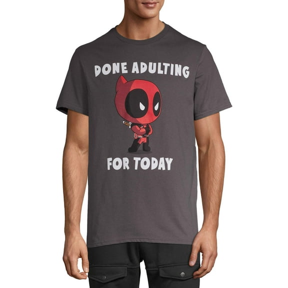 Marvel Deadpool Men's & Big Men's Graphic Tee Shirt Done Adulting, Sizes S-3X, Marvel Mens Tshirts