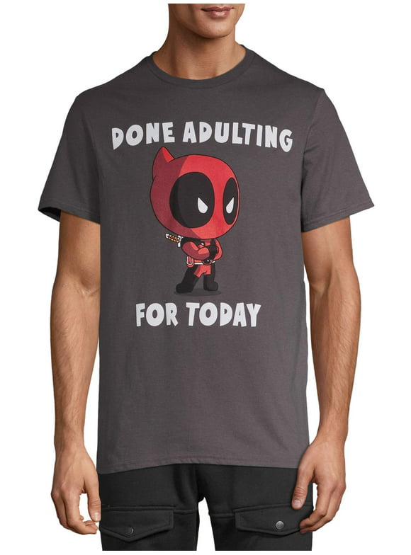 Marvel Deadpool Men's & Big Men's Graphic Tee Shirt Done Adulting, Sizes S-3X, Marvel Mens Tshirts