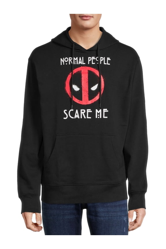 Marvel Deadpool Men's & Big Men's Normal People Scare Me Hoodie Sweatshirt, Men's Deadpool Hoodies