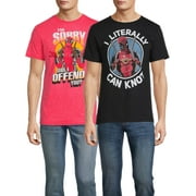 Marvel Deadpool Men's & Big Mens Can Knot & I'm Sorry Short Sleeve Graphic Tee 2-Pack, Sizes SM-3XL