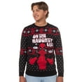 thumbnail image 1 of Marvel Deadpool Men's On The Naughty List Ugly Christmas Pullover Crewneck Sweater, 1 of 6