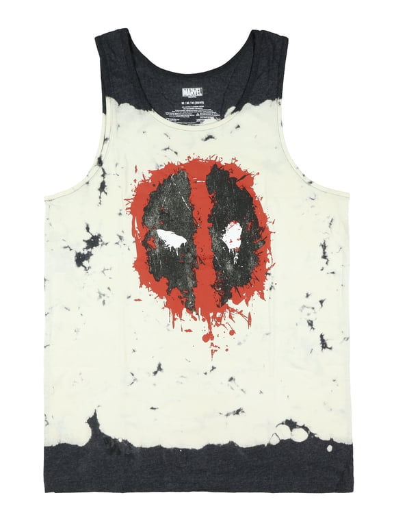 Marvel Deadpool Men's Sleeveless T-Shirt Ink Splatter Face Design Adult Tie-Dye Muscle Tee Tank Top