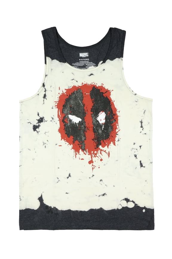 Marvel Deadpool Men's Sleeveless T-Shirt Ink Splatter Face Design Adult Tie-Dye Muscle Tee Tank Top