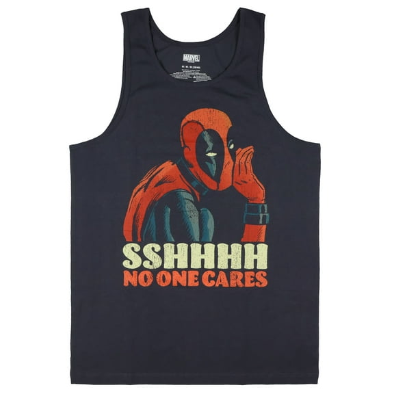 Marvel Deadpool Men's Sleeveless T-Shirt Sshhh No One Cares Adult Muscle Tee Tank Top
