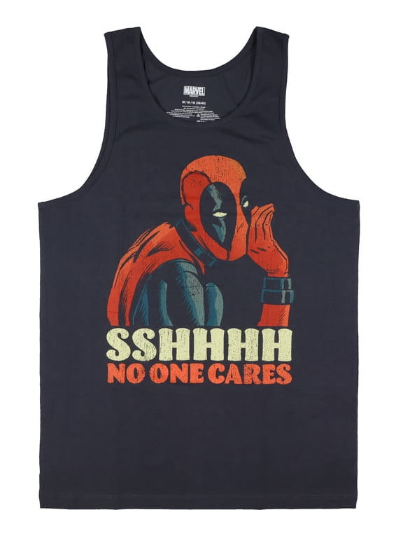 Marvel Deadpool Men's Sleeveless T-Shirt Sshhh No One Cares Adult Muscle Tee Tank Top