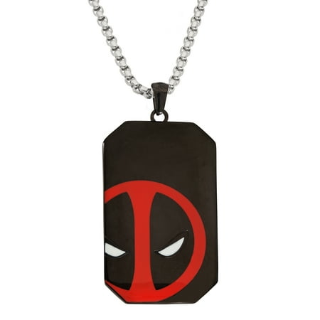 Marvel Deadpool Men's Stainless Steel Dog Tag Pendant, 22"