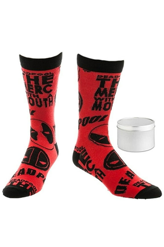 Marvel Deadpool Mens' Crew Socks in Gift Tin