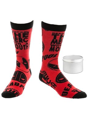Marvel Deadpool Mens' Crew Socks in Gift Tin
