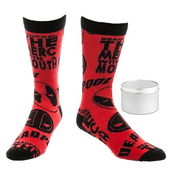 Marvel Deadpool Mens' Crew Socks in Gift Tin