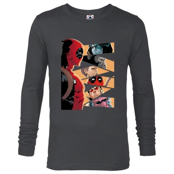 Marvel Deadpool Mercs Domino Hit Monkey Negasonic Cover Art - Long Sleeve T-Shirt for Men - Customized-Charcoal Heather