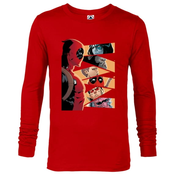 Marvel Deadpool Mercs Domino Hit Monkey Negasonic Cover Art - Long Sleeve T-Shirt for Men - Customized-New Red