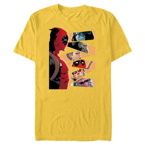 Marvel Deadpool Mercs Domino Hit Monkey Negasonic Cover Art - Short Sleeve Blended T-Shirt for Adults - Customized-Yellow