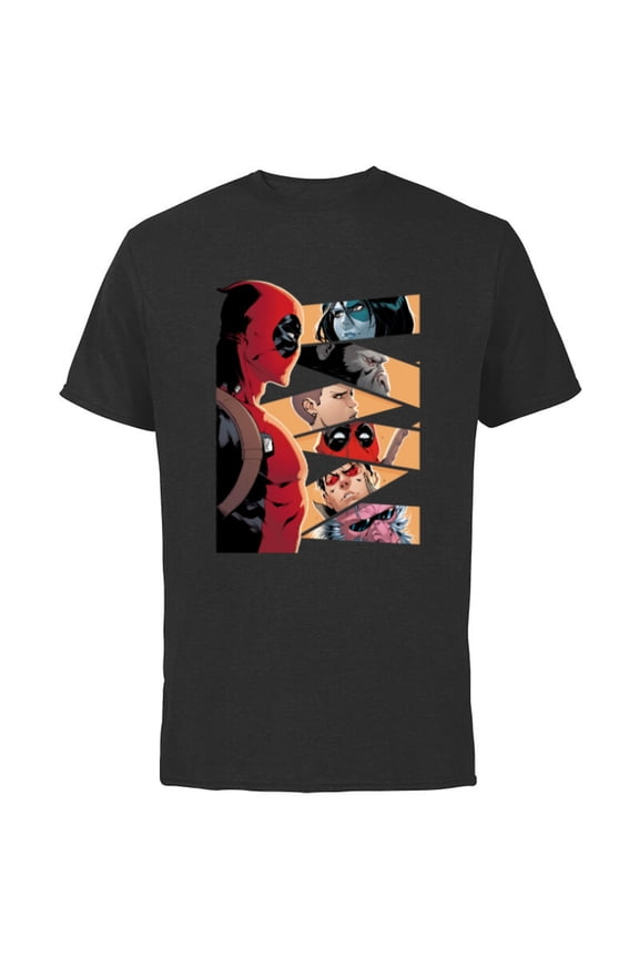 Deadpool Mercs Domino Hit Monkey Negasonic Cover Art - Short Sleeve Cotton T-Shirt for Adults - Customized-Black