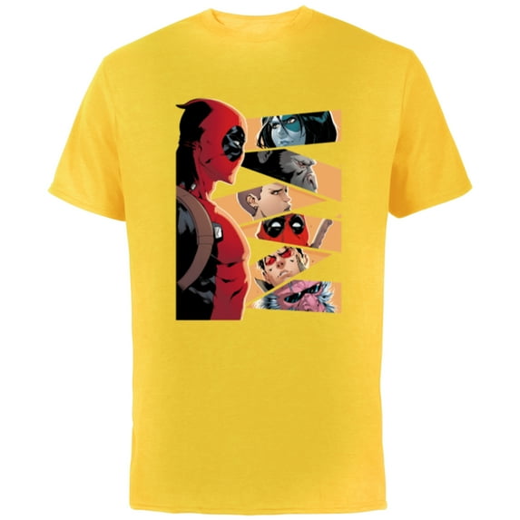 Marvel Deadpool Mercs Domino Hit Monkey Negasonic Cover Art - Short Sleeve Cotton T-Shirt for Adults - Customized-Yellow