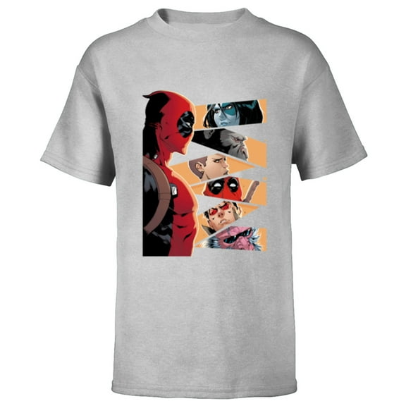 Marvel Deadpool Mercs Domino Hit Monkey Negasonic Cover Art - Short Sleeve T-Shirt for Kids - Customized-Athletic Heather