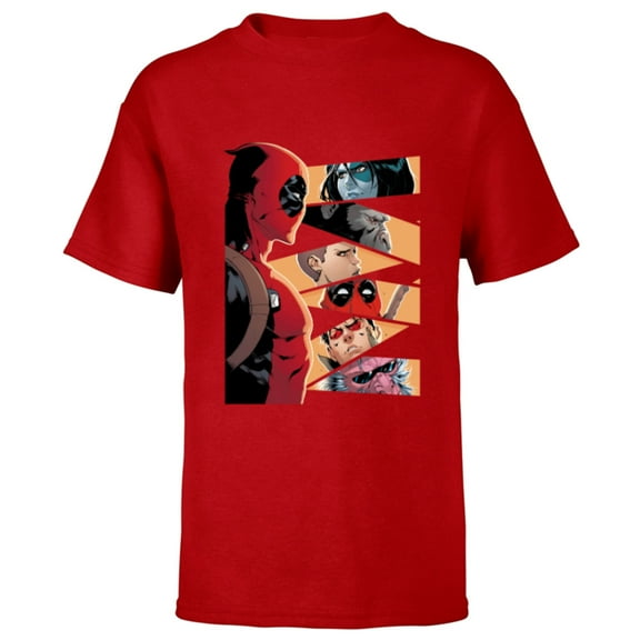 Marvel Deadpool Mercs Domino Hit Monkey Negasonic Cover Art - Short Sleeve T-Shirt for Kids - Customized-Red
