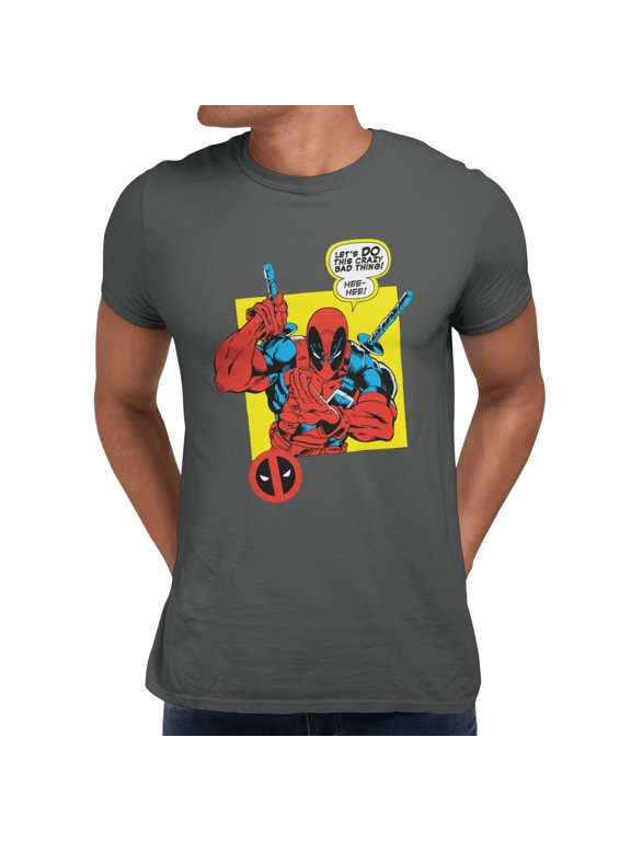Deadpool Minimal Face Graphic Mens T-Shirt (Charcoal, S-XXXL)