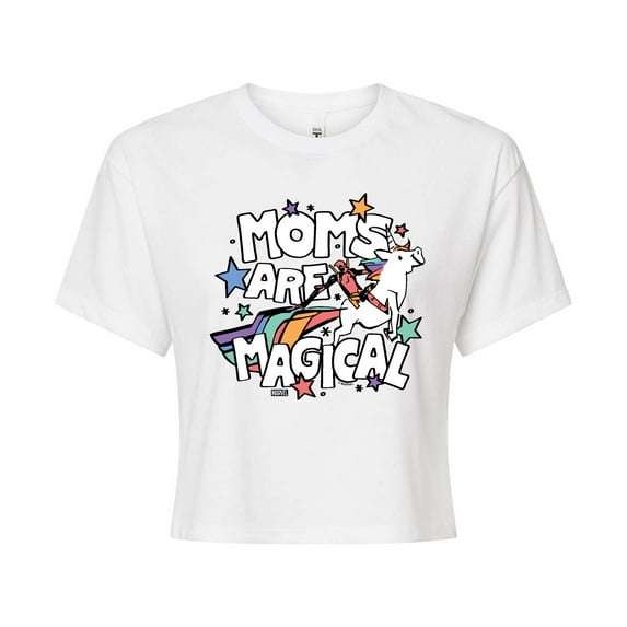 Marvel Deadpool - Moms Are Magical - Juniors Cropped Graphic T-Shirt