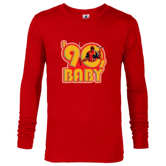 Marvel Deadpool Nerdy Thirty 90s Baby - Long Sleeve T-Shirt for Men - Customized-New Red