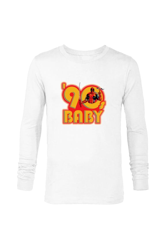 Deadpool Nerdy Thirty 90s Baby - Long Sleeve T-Shirt for Men - Customized-White
