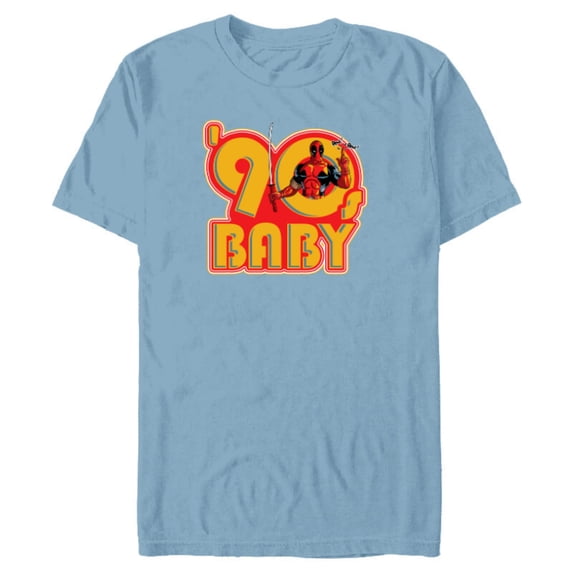 Marvel Deadpool Nerdy Thirty 90s Baby - Short Sleeve Blended T-Shirt for Adults - Customized-Ocean Blue