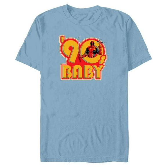 Marvel Deadpool Nerdy Thirty 90s Baby - Short Sleeve Blended T-Shirt for Adults - Customized-Ocean Blue