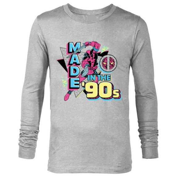 Marvel Deadpool Nerdy Thirty Made in the 90s Throwback - Long Sleeve T-Shirt for Men - Customized-Athletic Heather