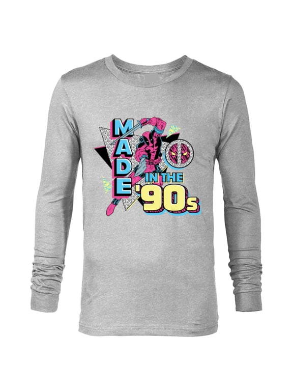 Deadpool Nerdy Thirty Made in the 90s Throwback - Long Sleeve T-Shirt for Men - Customized-Athletic Heather