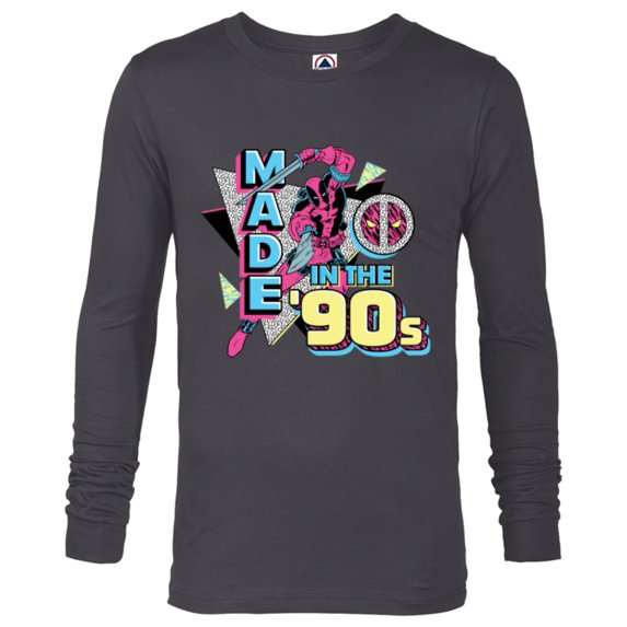 Marvel Deadpool Nerdy Thirty Made in the 90s Throwback - Long Sleeve T-Shirt for Men - Customized-Charcoal Heather
