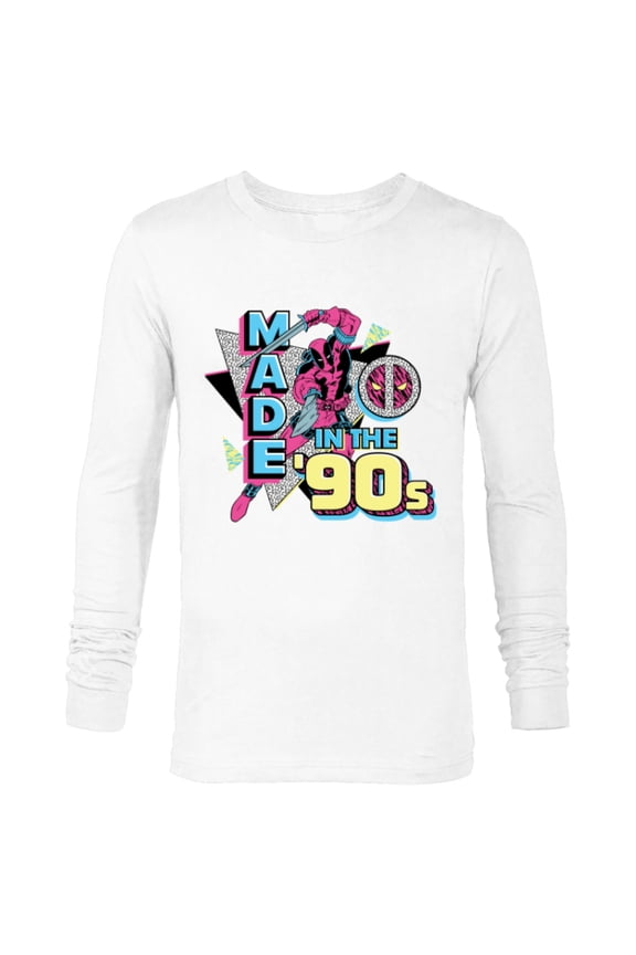 Deadpool Nerdy Thirty Made in the 90s Throwback - Long Sleeve T-Shirt for Men - Customized-White