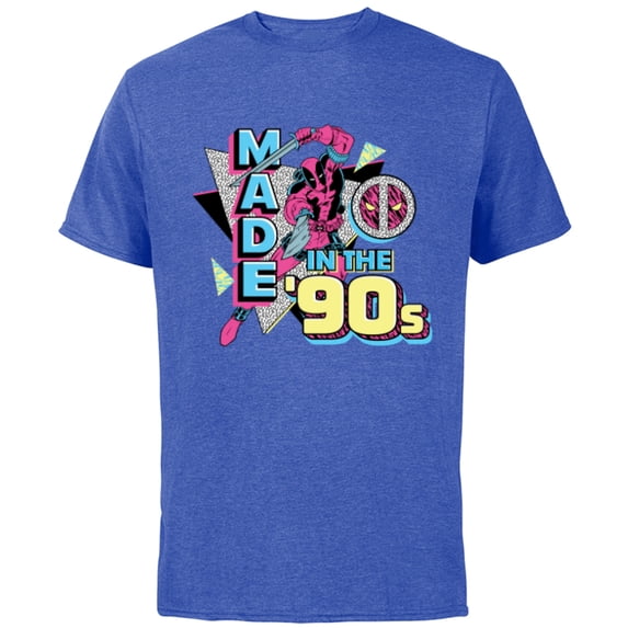 Marvel Deadpool Nerdy Thirty Made in the 90s Throwback - Short Sleeve Cotton T-Shirt for Adults - Customized-Royal Heather