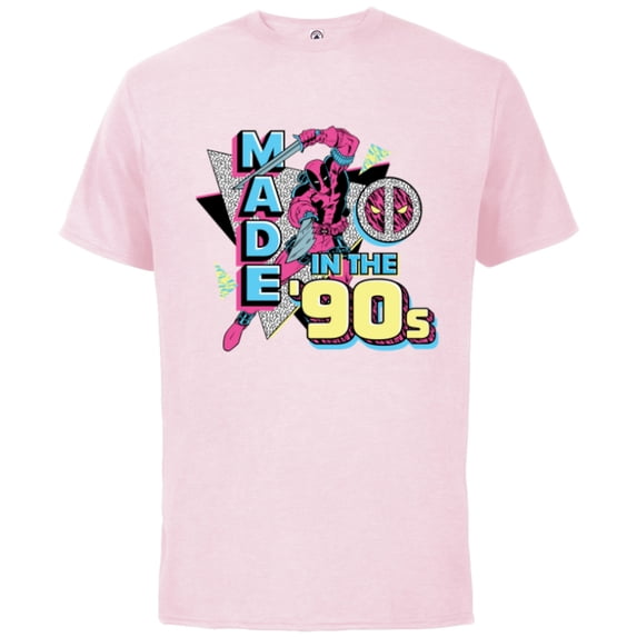 Marvel Deadpool Nerdy Thirty Made in the 90s Throwback - Short Sleeve Cotton T-Shirt for Adults - Customized-Soft Pink